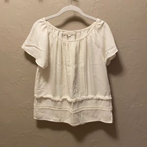 Cream Loft Top with Lace Detail - S Petite